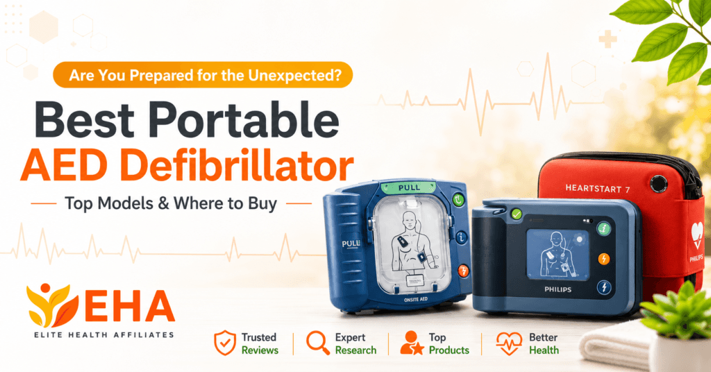 Best portable AED defibrillator models with Philips devices and EHA branding.