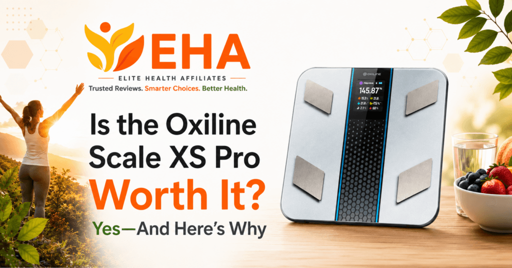 Oxiline Scale XS Pro in an EHA-branded featured image asking whether the smart scale is worth it, with the conclusion that it is a strong choice for most people